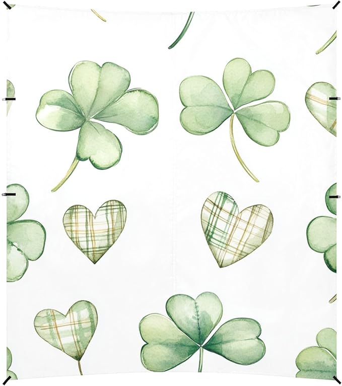 ALAZA St. Patricks Day Clover Leaves Heart Beach Tent Sun Shelter Portable Canopy Sunshade for Outdoor Camping Picnics Backyard Fun 10x9 ft