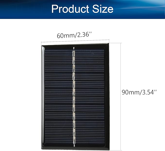 Fielect 5pcs 6V 0.6W Solar Panel Polysilicon Mini Solar Cells DIY Electric Toy Materials for Battery Power LED 60x90mm