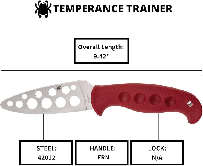 Spyderco Temperance Trainer Fixed Blade Knife with 4.4 420J2 Steel Blade and FRN Handle - EDC Knife for Men and Women Perfect for Hunting Tactical Camping Survival Hiking - PlainEdge - FB05TRD