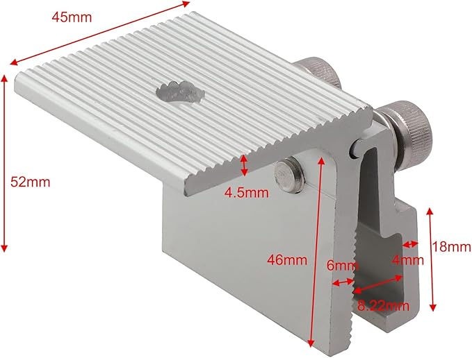 4Pcs Solar Panel Mounting Standing Seam Clamp Aluminum Roof Mount Bracket Pre-Assembled Standing Seam Roof Clamp For Solar Panel Mounting Bracket Hardware For Rooftop Photovoltaic Installation