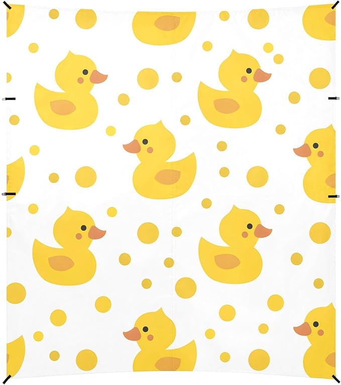 ALAZA Yellow Duck Polka Dot Beach Tent Sun Shelter UPF50+ Protection Beach Shade Canopy w/ 4 Sandbags for Outdoor Camping Fishing Backyard Fun Picnic 10x9 ft