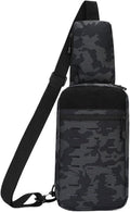 Outdoor Camping Chest Bag for Men Camouflage Backpack Travel Cycling Mountaineering Crossbody Waist Shoulder Sling Tactical Bag(Laser Black Camo)