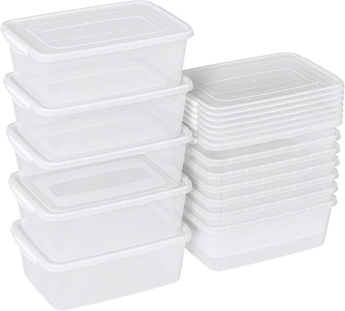 12-Pack Clear Plastic Storage Containers with Latch Lids – 16L Stackable Bins for Pantry Dough Proofing Baking &amp Household Organization