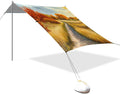 Beach Canopy with Windproof Ropes &amp Sandbags Beach Tent Sun Shade Sun Shelter for Camping Trips Fishing Backyard Fun or Picnics Autumn Landscape