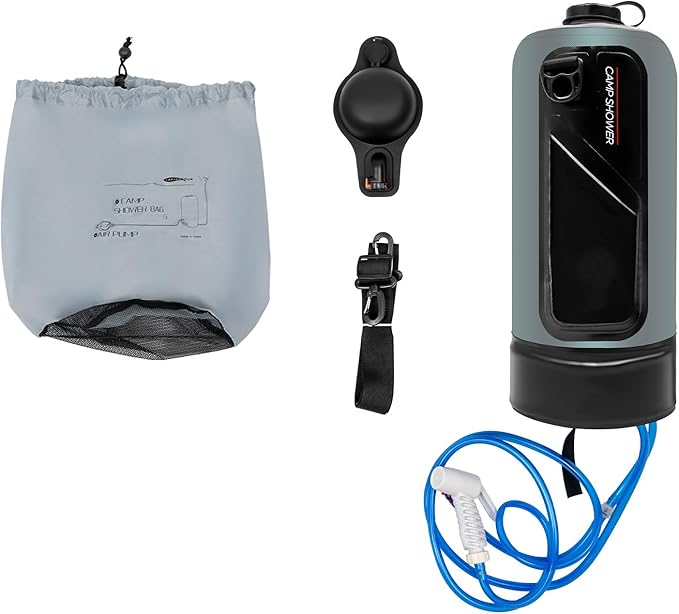 3 Gallon Portable Pressure Camp Shower with Air Pump &amp Detachable Shoulder Strap Outdoor Showers for RV Camping Hiking