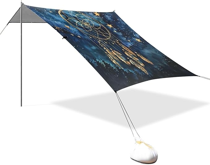 ALAZA Dream Catcher Stars Night Forest Beach Tent Sun Shelter Portable Canopy Sunshade for Outdoor Camping Picnics Backyard Fun 10x9 ft