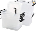 5 Quart Storage Box Tote with Lid 6 Packs Small Plastic Bins with Handles
