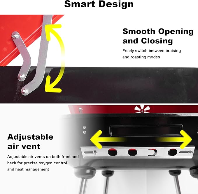 Clearance discount Red Charcoal Grills 22.4inch - Portable grill with wheer and handle RED grill