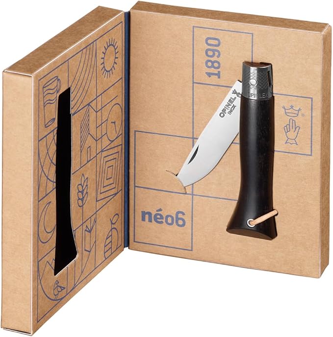OPINEL NEO6 Folding Non-Locking Pocket Knife OPIFLEX Intuitive Design EDC Folder Wood Handles 2.75 in. Blade (Ebony)