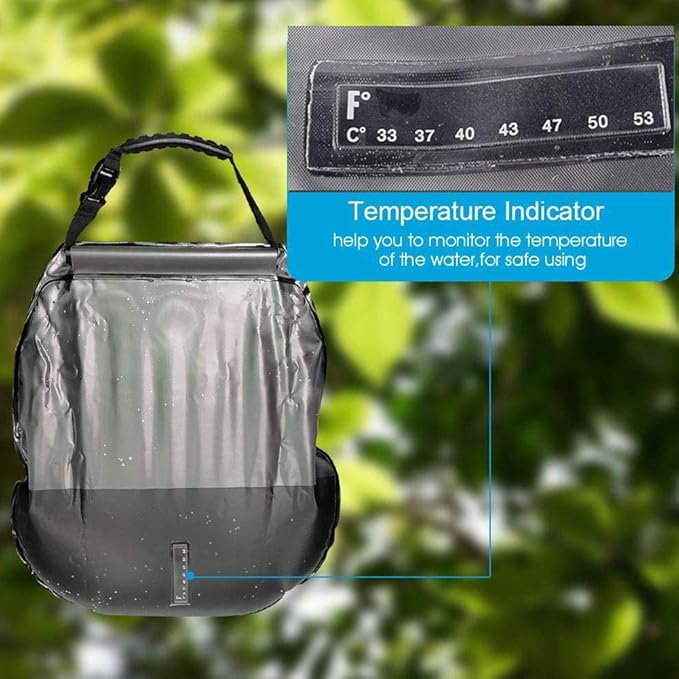 Alomejor Camping Shower Bag 20L Solar Heating Shower Bag with Temperature Indicator for Camping Traveling Hiking