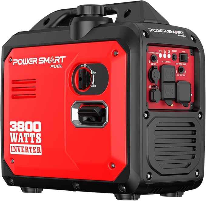 PowerSmart 3800W Portable Inverter Generator 59dB Super Quiet Gas Powered 143cc 4-Stroke OHV Parallel Ready EPA Compliant for RV Camping Tailgating and Home Emergency Backup