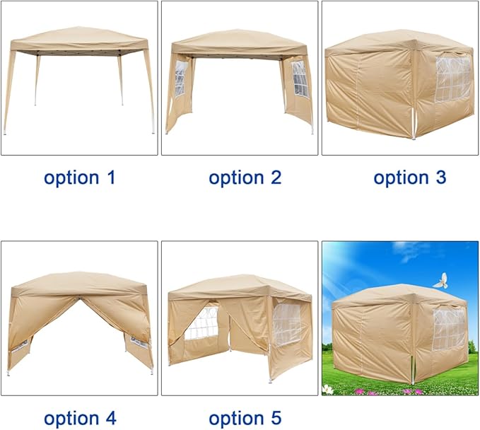 10'x10' Right-Angle Waterproof Outdoor Party Canopy Folding Tent with 2 Doors4 Sidewalls and 2 WindowsGazebo SunWall for Backyard BBQ Picnics Patio Garden Camping
