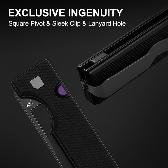 Kizer Little Ringbo Pocket Knife 2.95 D2 Steel Drop Point Folding Knife with Black G10 Handle Thumb Hole Opener Button Liner Lock EDC knives for Camping Hiking V3708M1