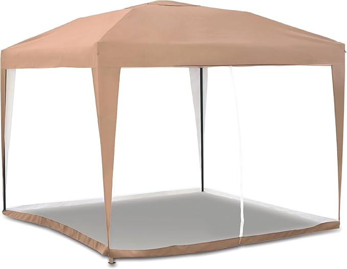 Greemotion Raylene Outdoor Pop Up Canopy Side Netting with Mobile Carry Bag 10x10 ft