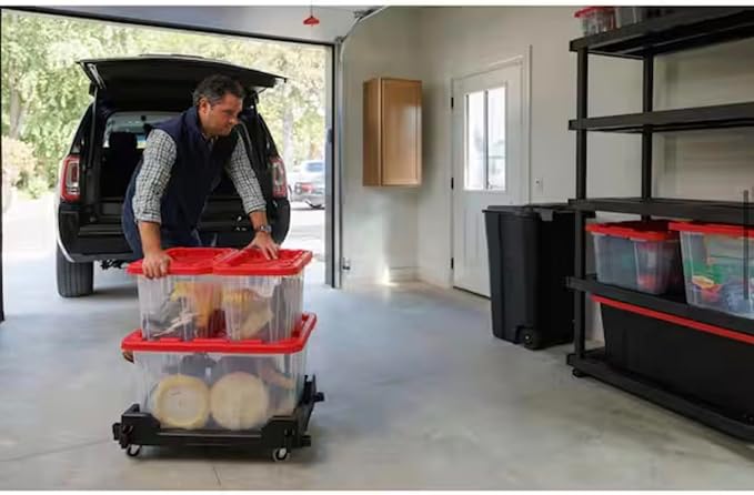 9 gallon tough storage Clear with yellow lid (Red Lid)