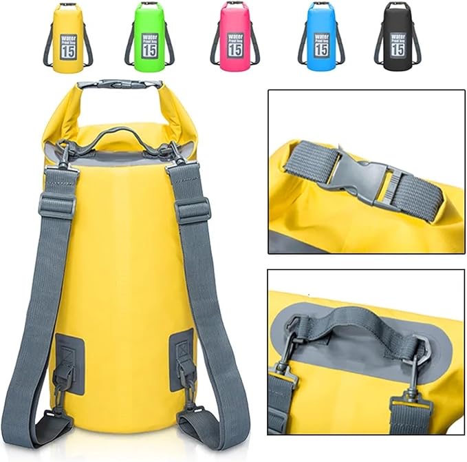 Waterproof Dry Bag 2pcs 5L/10L/15L/20L/30L Outdoor Sport PVC Waterproof Storage Dry Bag for Canoe Kayak Rafting Swimming Travel Kit Sack Backpack for SwimmingBoating(Black 20L)