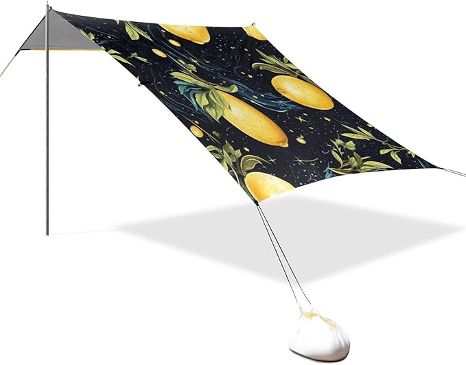 ALAZA Lemon Starry Night Galaxy Beach Tent Sun Shelter Portable Canopy Sunshade for Outdoor Camping Picnics Backyard Fun 10x9 ft