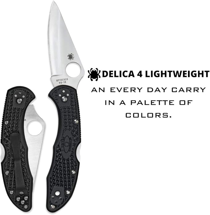 Spyderco Delica 4 Lightweight Signature Knife with 2.90 Saber-Ground Steel Blade and FRN Handle - PlainEdge - C11PBK