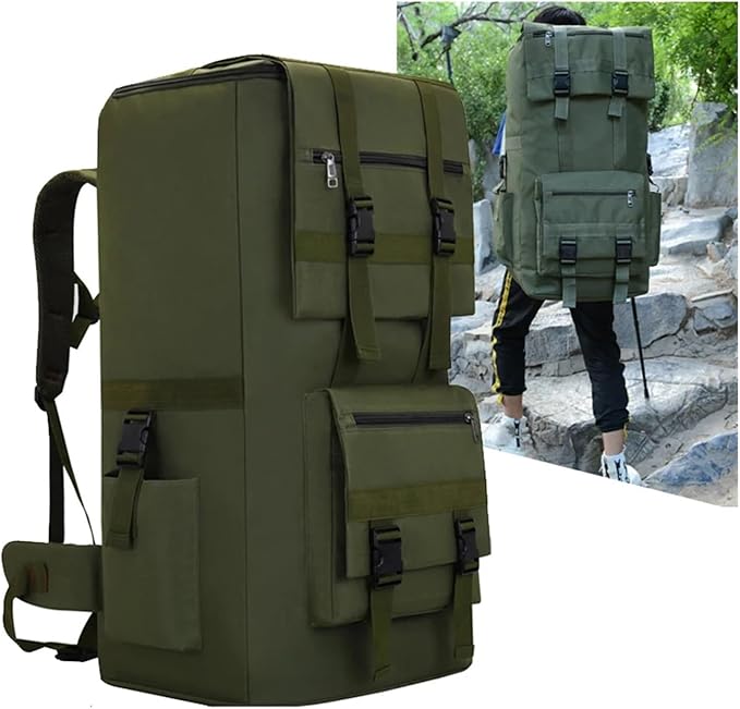 SCRUBY 110L Men Hiking Bag Camping Backpack Men Large Outdoor Climbing Trekking Travel Rucksack Tactical Bags Luggage Bag(Army Green)