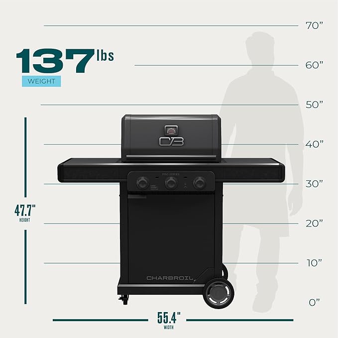 Charbroil® Pro Series™ with Amplifire™ Technology 3-Burner Propane Gas Grill and Griddle Cabinet Black - 463365124