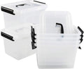 6-pack 5 Liter Plastic Storage Box Bin with Lid Clear Lidded Boxes