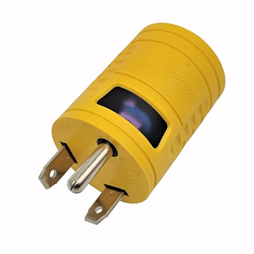 Parkworld 67867 NEMA TT-30P to L14-30R 1-Piece Adapter RV 30A TT-30 Male Plug to Generator 30A 4-Prong L14-30 Female Receptacle Yellow