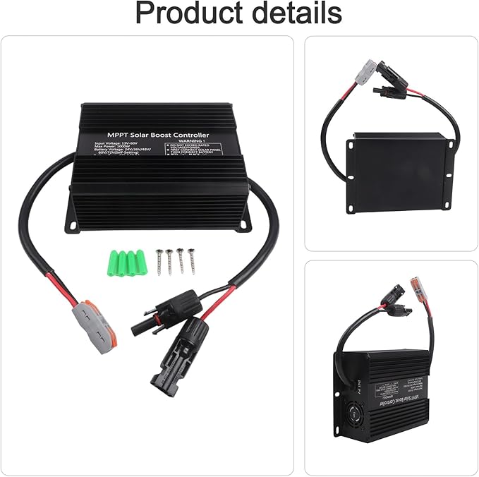 Boost MPPT Solar Charge Controller Solar Panel Regulator 1000W Battery Controllefor 24V 48V 60V 72V Lead-Acid and Lithium-Iron Batteries