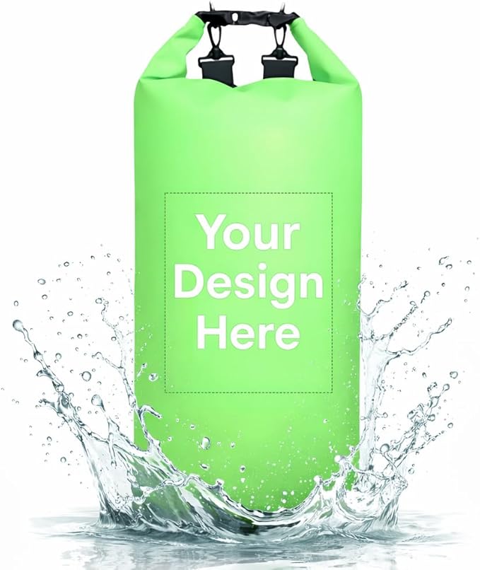 Custom Waterproof Dry Bag 40L–100L Personalized Logo/Text Roll Top Dry Sack for Kayak Boat (Green)