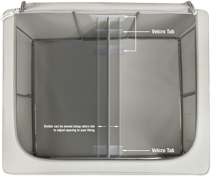 Sorbus Storage Bins with Divided Interior - Large Stackable &amp Foldable Organizer Containers with Metal Frame Oxford Fabric Large Window &amp Carry Handles - Organization for Bedroom Linens &am
