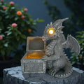 LED Solar Powered Dragons Opening Treasures Box Light Outdoor Atmosphere Decoration lamp Cute Resin Dragon Garden Landscape Lights.
