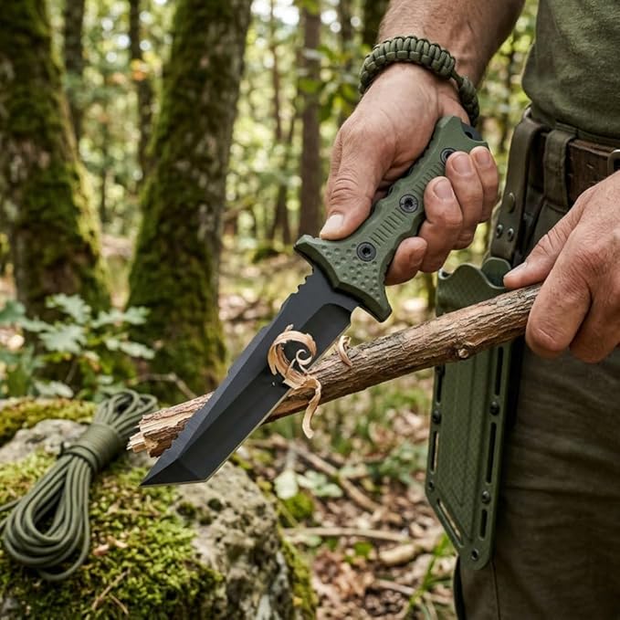 10.5 Fixed Blade Survival Knife with Protective ABS Sheath - High Hardness Stainless Steel Outdoor Knife - Ergonomic Non-Slip ABS Handle - Professional Utility Tool for Camping Hiking and Fishing