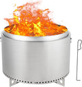 27’’ Large Smokeless Fire Pit Stainless Steel Wood Burning Firepits with Removable Stand and Ash Pan Portable Bonfire Pit Outdoor Fire Pit for Camping Picnic Family Gathering and Christmas Party