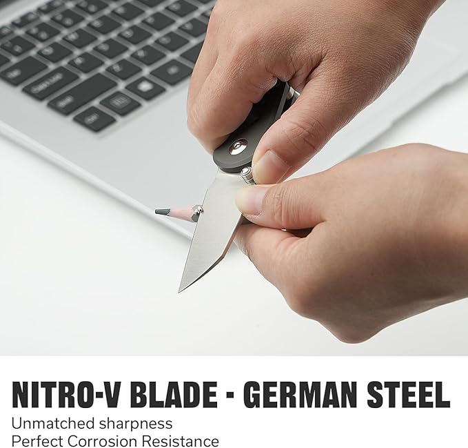 CIVIVI Pragma Folding Knife Pocket Knife Multitool with EDC Carabiner Bottle Opener 2.2 Nitro-V Blade Aluminum Handle Ideal Gift for Men Women C23062B-2 (Gray)
