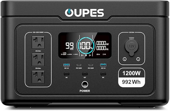OUPES Exodus 1200 Solar Generator with 240W Panels Included – 992Wh 1200W LiFePO4 Battery Power Station with Dual PD 140W Type-C Smart App Control UPS Ideal for Camping RV Home Emergency