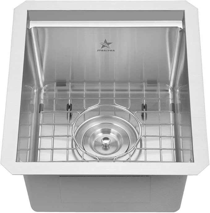 STARSTAR Workstation Ledge Undermount Single Bowl 304 Stainless Steel Kitchen Sink With Grid Cutting Board Strainer with Basket (13 x 15)