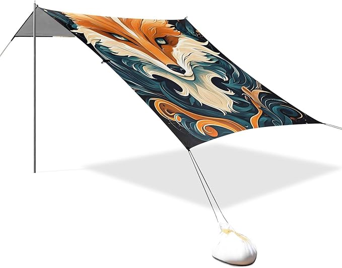 ALAZA Mystical Fox Beach Tent Sun Shelter Portable Canopy Sunshade for Outdoor Camping Picnics Backyard Fun 10x9 ft