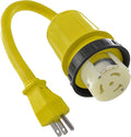 Conntek 14222 RV 1.5-Foot Pigtail Adapter Power Cord 15 Amp Male Plug To 50 Amp 125/250 Volt Locking Female Connector  Yellow