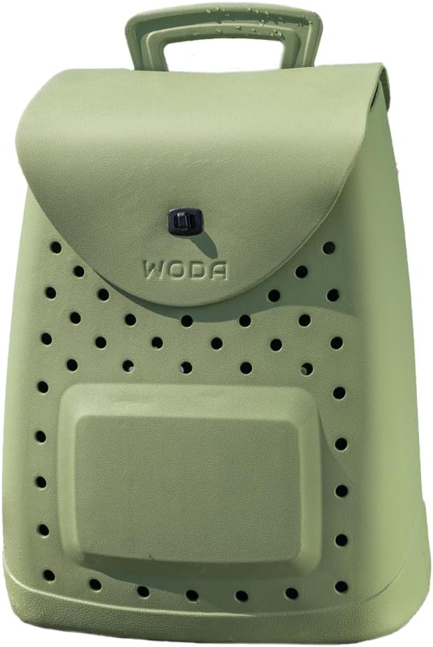 Woda Bag The Ultimate EVA Backpack | Washable Lightweight and Durable | Zipper Pocket Dry Bag For Beach Pool &amp Boat (Palmetto Green Original Woda Bag)