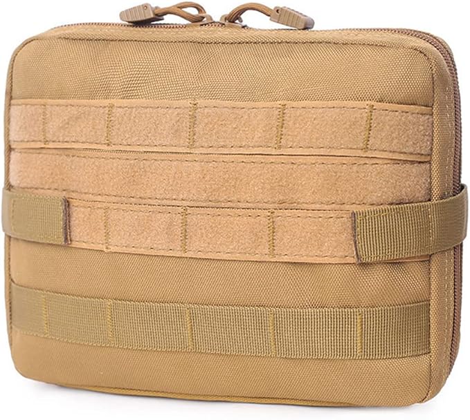 Tactical First Aid Kit 1000D Pouch Emergency Survival Gear Bag Backpack Attachment Medical Pocket Tool for Military Camping Outdoor Travel Hiking Camping Khaki