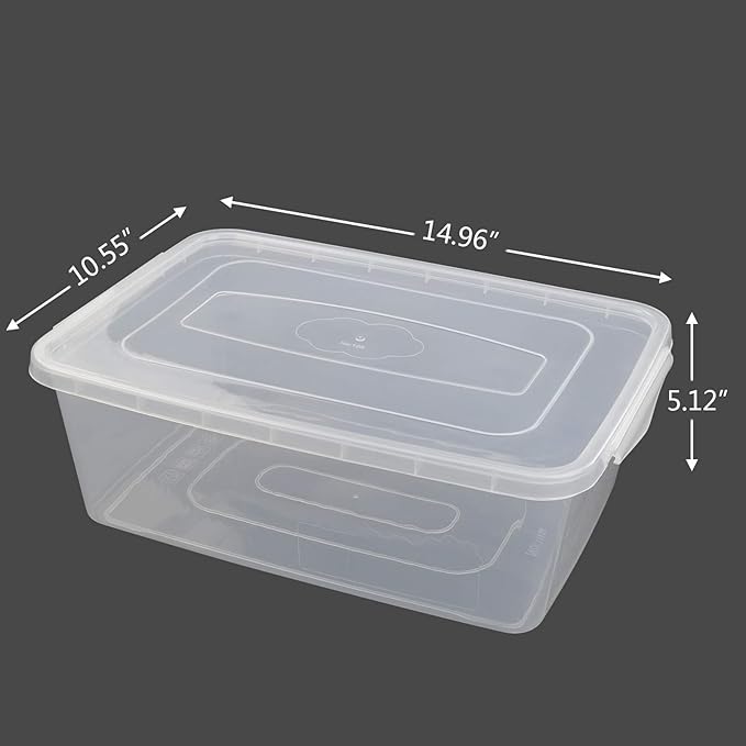 Gloreen 4 Pack Clear Storage Bin 14 Quart Latch Containers Boxes with Lid Clear