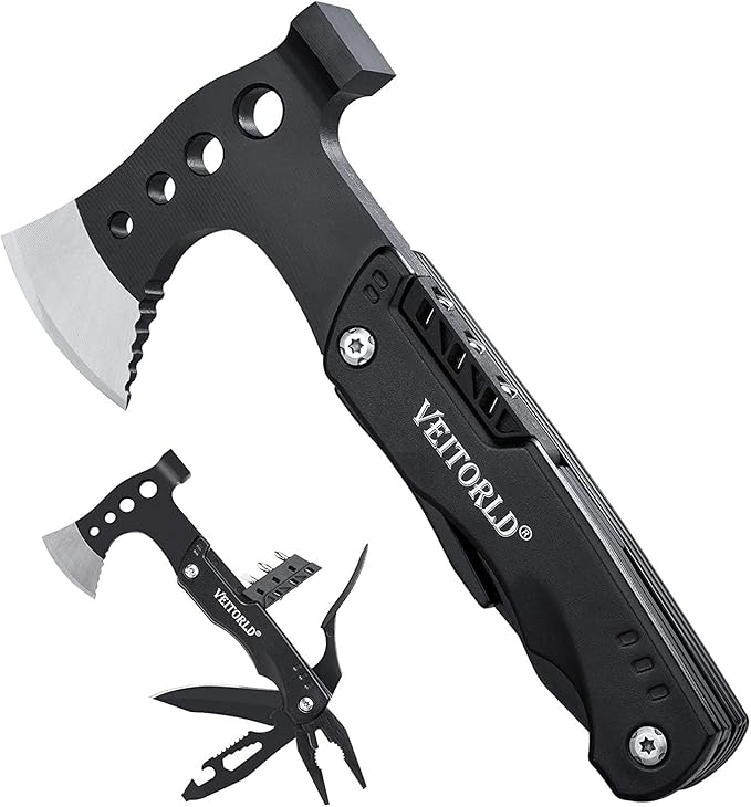 VEITORLD Fathers Day Gifts for Men Dad Husband from Daughter Son Survival Gear and Equipment Multitool Axe Hammer Camping Accessories Unique Hunting Fishing Gift Ideas for Him Boyfriend Grandpa