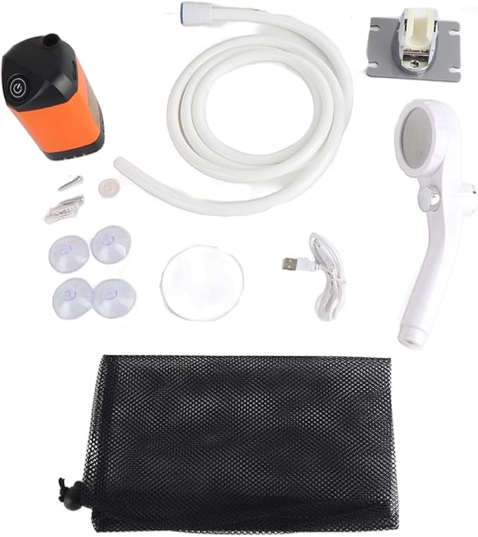 Portable Electric Shower Pump Strong Water Absorption for Camping Hiking Backpacking Blue