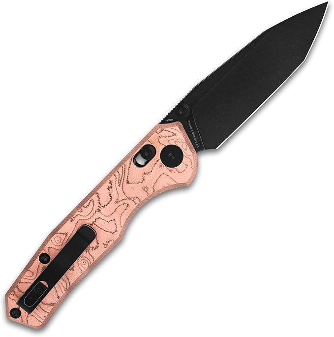 CMB Explorer V2 Copper Foil Handle 14C28N Tanto Blade Crossbar Lock Pocket Folding Knife Camping Hiking Outdoors EDC with Pocket Clip for Men Women CMB-22B