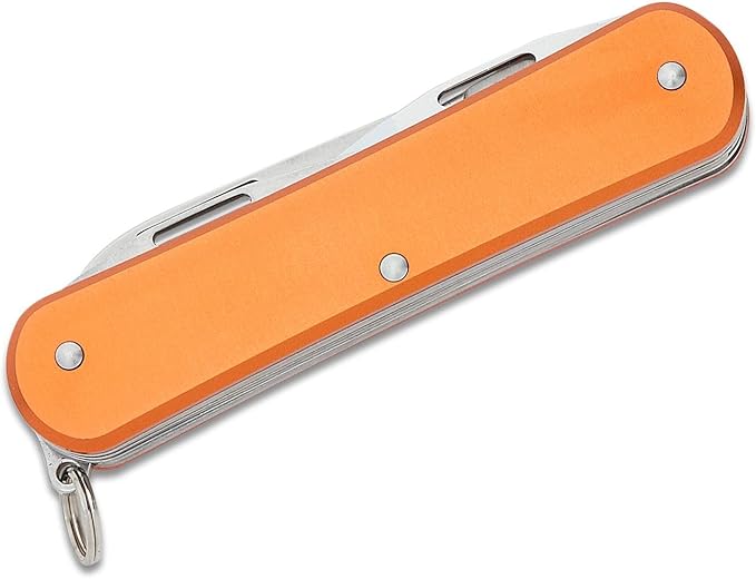 Fox Knives Vulpis FX-VP130-F4 Slipjoint Folding Knife 4-in-1 Multitool 2.17in Blade Bottle Opener Can Opener Flat Head Screwdriver Scissors - Compact Versatile Minimalist Pocket Knife (Orange)