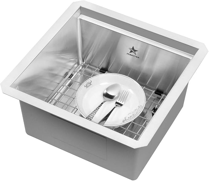 STARSTAR Workstation Ledge Undermount Single Bowl 304 Stainless Steel Kitchen Sink With Grid Cutting Board (15 x 15)