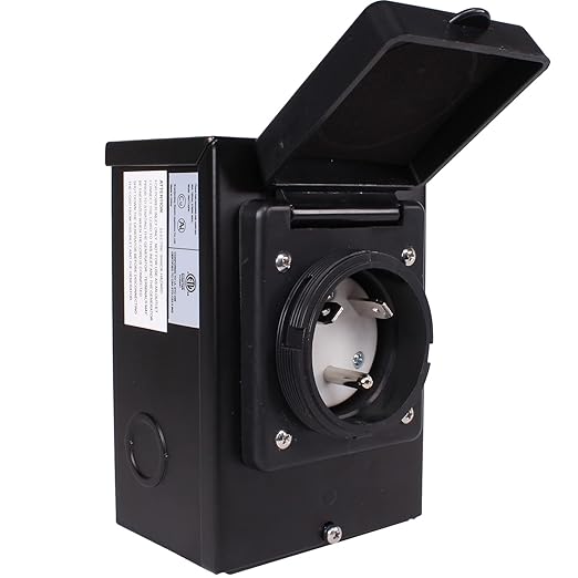 30A/50A Power Inlet Box for Generator Journeyman-Pro ETL Listed w/Waterproof CoverL5-30PTT-30PL14-30PSS-2-50P | 30 or 50 Amp 125/250V | for 3 or 4 Prong Extension Cord (TT-30P - Black)