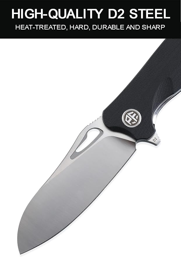 Petrified fish PF868 Bunta3.35 D2 Satin Blade146g G10 Handle Flipper Folding knife (Black G10 Satin)