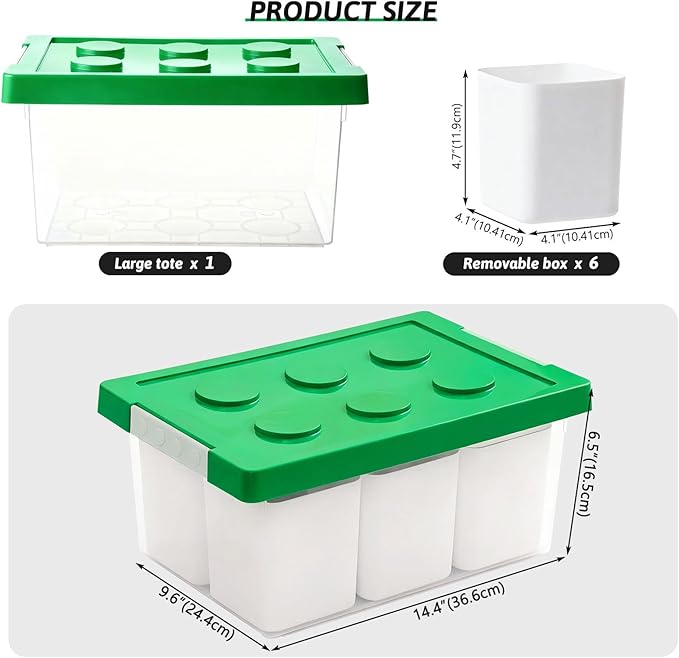 loobuu Plastic Storage Bins with Lids Art Craft Supply Organizer Box with Brush Pot Multipurpose Stackable Storage Containers for Organizing Tool Craft CrayonSewing (Green)