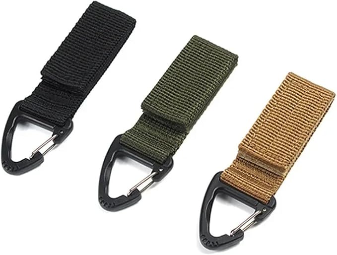 3 Pieces Outdoor Camping Hiking Keychain Nylon Ribbon Tactical Backpack Triangle Backpack Closure for Waist Bag
