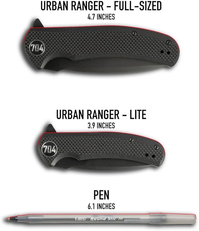 704 Gear Urban Ranger EDC Folding Pocket Knife | Full Size 3.74 Blade D2 Steel G10 Handle Reversible Pocket Clip | Olive Drab Green